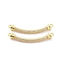 Brass Micro Pave Clear Cubic Zirconia Normal Link Connectors, Long-Lasting Plated, Rectangle