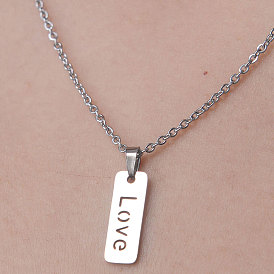 201 Stainless Steel Hollow Word Love Pendant Necklace