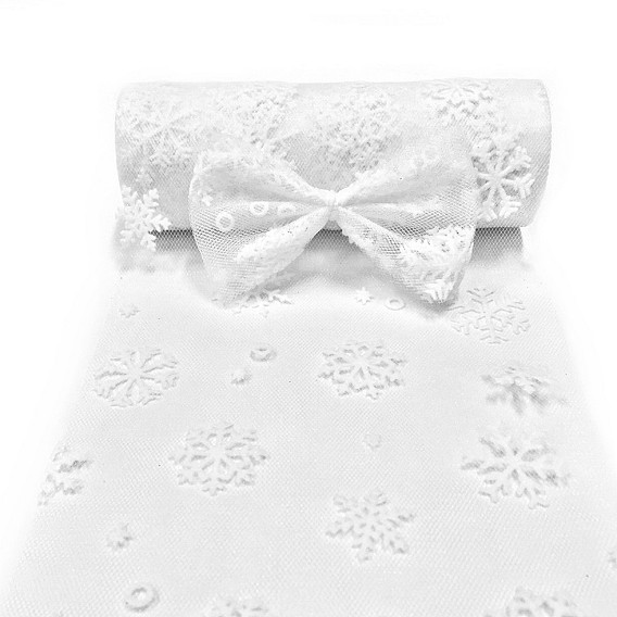 Cintas de malla decorativa de copo de nieve benecreat, tela de tul, Tela del carrete del carrete del tul para la fabricación de la falda