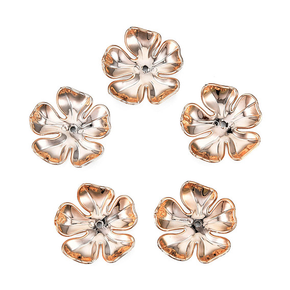 5-petal galvanoplastie opaque bouchons de perles acryliques, fleur