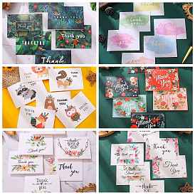 6Pcs 6 Styles Rectangle Thank You Greeting Cards, Tent Card, with Envelope, for Party Invitation