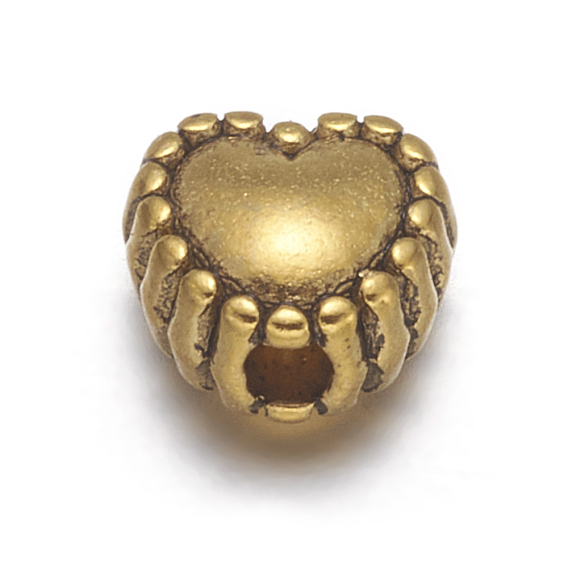Perles en alliage de style tibétain, sans cadmium et sans plomb, cœur, 5x6x4mm, Trou: 1.5mm