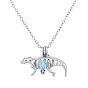 Collier pendentif cage de dinosaure en alliage avec pierre lumineuse synthétique, bijoux phosphorescents pour femmes