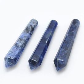 Natural Sodalite Pointed Beads, Healing Stones, Reiki Energy Balancing Meditation Therapy Wand, Bullet, Undrilled/No Hole Beads