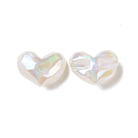Opaque Acrylic European Beads, Large Hole Beads, AB Color Plated, Heart
