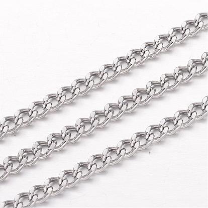 304 Stainless Steel Curb Chains, Twisted Chains, Unwelded, Faceted