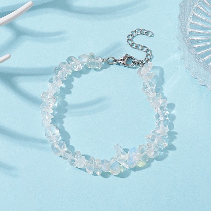 Bracelet en perles de pierres précieuses mixtes naturelles et synthétiques, avec 304 fermoirs inox 