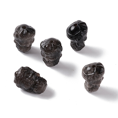 Natural Silver Obsidian Beads, Buddha