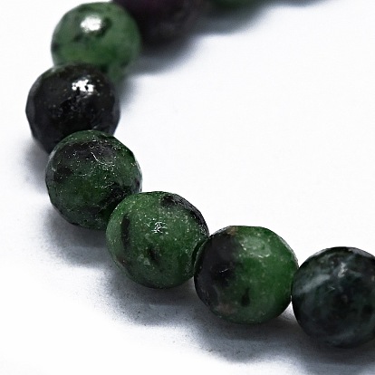 Natural Ruby in Zoisite Beads Strands, Faceted, Round