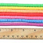 7Strands 7 Colors Flat Round Eco-Friendly Handmade Polymer Clay Beads, Disc Heishi Beads for Hawaiian Earring Bracelet Necklace Jewelry Making, with 1Roll Elastic Thread