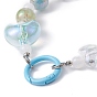 Décorations en résine, avec perles acryliques et anneaux à ressort en alliage, Round & coeur