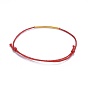 Adjustable Bracelets, with Waxed Cotton Cord and Brass Tube Beads, Golden