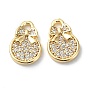 Rack Plating Brass Clear Cubic Zirconia Charms, Handbag with Bowknot Charm