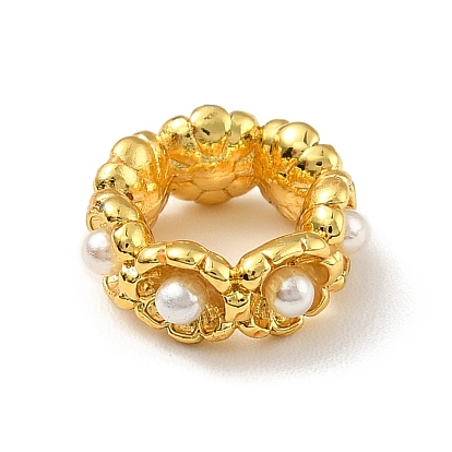 Abalorios de latón, con abs de plástico imitación perla, real 18 k chapado en oro, sin plomo, cadmio, níquel
