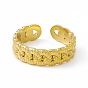 Placage ionique (ip) 304 anneau de manchette en acier inoxydable pour femme, anneaux ouverts en forme de chaîne gourmette de texture