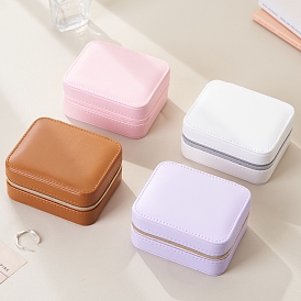 Rectangle PU Leather Jewelry Box, Travel Portable Jewelry Case, Zipper Storage Boxes, for Necklaces, Rings, Earrings and Pendants