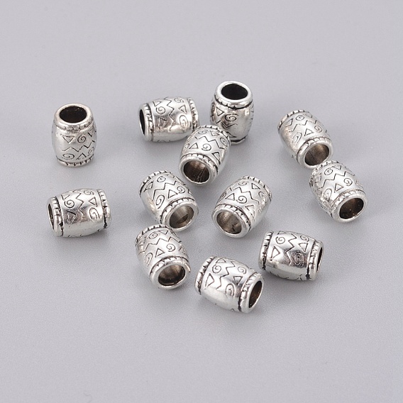  Perles de séparateur de style tibétain , sans cadmium et sans plomb, colonne, environ 6.5 mm de diamètre, Longueur 8mm, Trou: 4mm