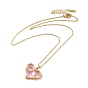Pink Cubic Zirconia Pendant Necklace, Golden Brass Jewelry for Women