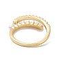 Открытое кольцо-манжета из прозрачного кубического циркония с акриловым жемчугом, украшения из латуни для женщин, без кадмия и без свинца