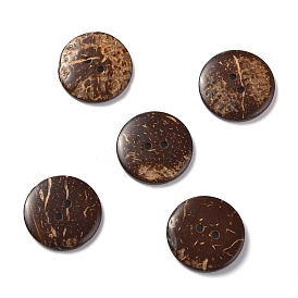 2-Hole, Coconut Buttons, Flat Round