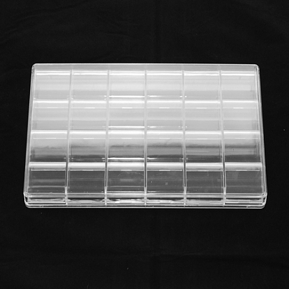 Plastic Bead Containers, 24 Compartments, Rectangle, 240x163x26mm, Compartment: 39x36mm
