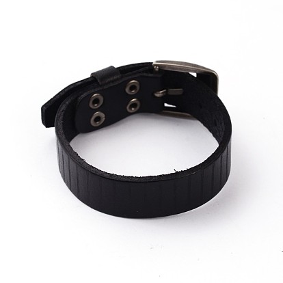 Alloy Leather Cord Bracelets, 260x17mm