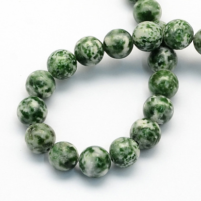 Tache verte naturelle jasper perles rondes