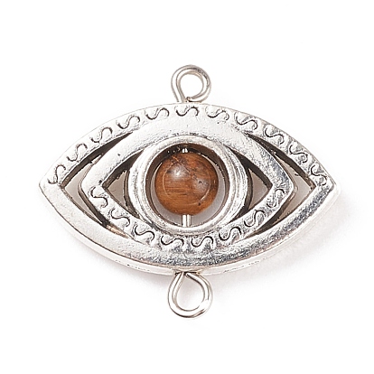 Conector de enlaces de aleación de estilo tibetano, con piedra natural, ojo