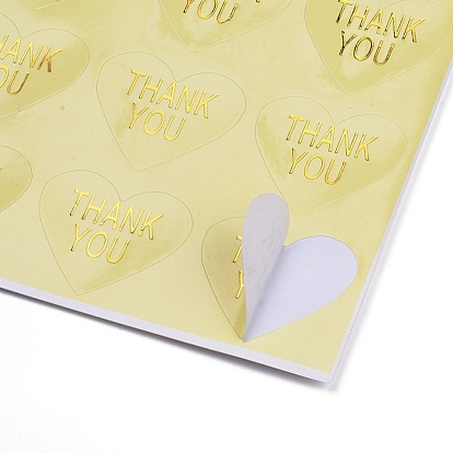Thank You Stickers, Thanksgiving  Sealing Stickers, Label Paster Picture Stickers, for Gift Packaging, Heart with Word Thank You