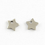 304 en acier inoxydable à cinq branches charmes étoiles pendentifs, 5.5x5.5x1mm, Trou: 1mm