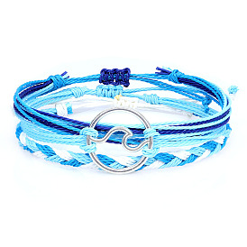 Ensemble de bracelets de cheville à vagues bohèmes - bijoux de pied de surf de plage faits à la main avec cordon de cire