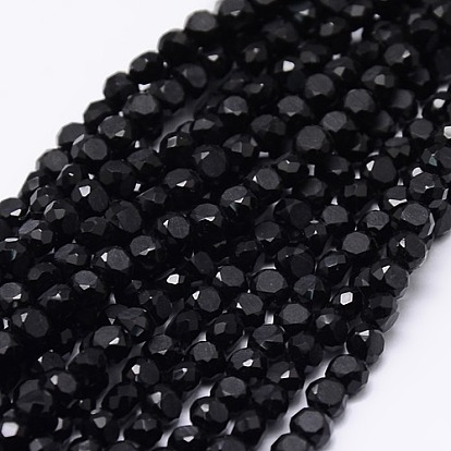 Perles plat rond à facettes en cristal dépoli brins, 4x3mm, Trou: 1mm, Environ 99 pcs/chapelet, 13.9 pouce