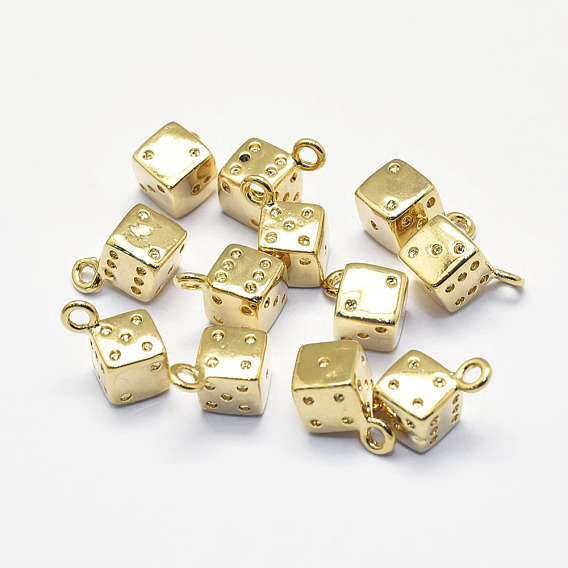 Long-Lasting Plated Brass Charms, Nickel Free, Dice