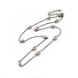 Placage ionique (ip) 304 colliers de chaîne gourmette en acier inoxydable, colliers de perles ovales pour femmes