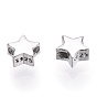 925 Sterling Silver Beads, Star, Nickel Free, with S925 Stamp