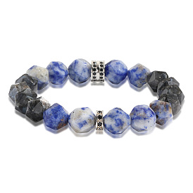 Stainless Steel Bracelet with Blue Dots Stone - Fashionable, Elastic, Zircon Bracelet.