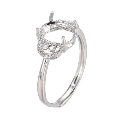 Componentes del anillo de dedo de bronce ajustable, 4 configuraciones de anillo de punta de garra, con circonita, larga duración plateado