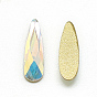 DIY Flat Back K9 Glass Rhinestone Cabochons, Random Color Back Plated, Faceted, Drop
