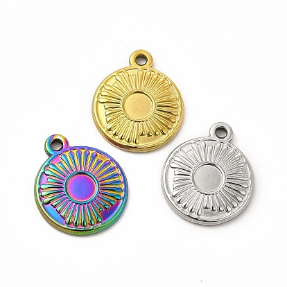 Ion Plating(IP) 304 Stainless Steel Pendant Cabochon Settings, Flat Round