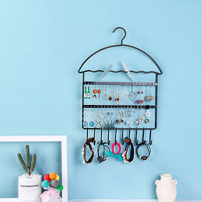Wall-mounted Iron Jewelry Display Rack, Jewelry Hanging Organizer Holder for Bracelet, Necklace, Earrings Storage