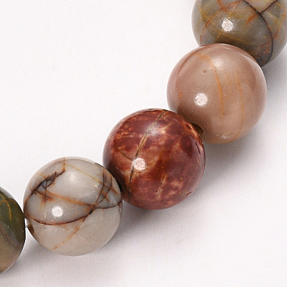 Bracelets extensibles en perles de jaspe polychrome naturel/pierre de picasso/jaspe de picasso, ronde