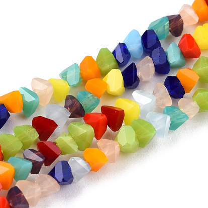 Opaque Solid Color Glass Beads Strands, Faceted Triangle