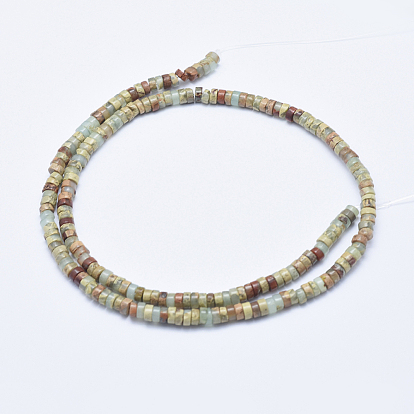 Perles de jaspe naturel aqua terra, perles heishi, Plat rond / disque