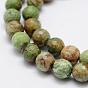 Naturel, vert opale brins de perles, facette, ronde