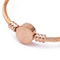 304 ensembles de bracelets de manchette en acier inoxydable, bracelets de couple, avec rond plat avec perles médaille de saint benoît