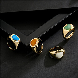 18k позолоченная медь 7 геометрическое открытое кольцо в виде капли масла в форме сердца для женщин, модно и модно.