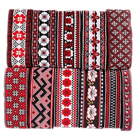 5M Ethnic Style Polycotton Embroidery Ribbon, Garment Accessories, Flat