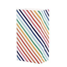 Sac de bonbons en papier rectangle de couleur arc-en-ciel, sac d'emballage alimentaire, motif à pois/rayures