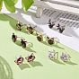 Real 14K Gold Plated Alloy Kitten Stud Earrings, with Enamel and Environment Stainless Steel Pin, Printed, Cat Pattern