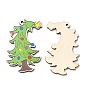 Colgantes grandes de madera con estampado navideño de una cara, encantos del árbol de navidad